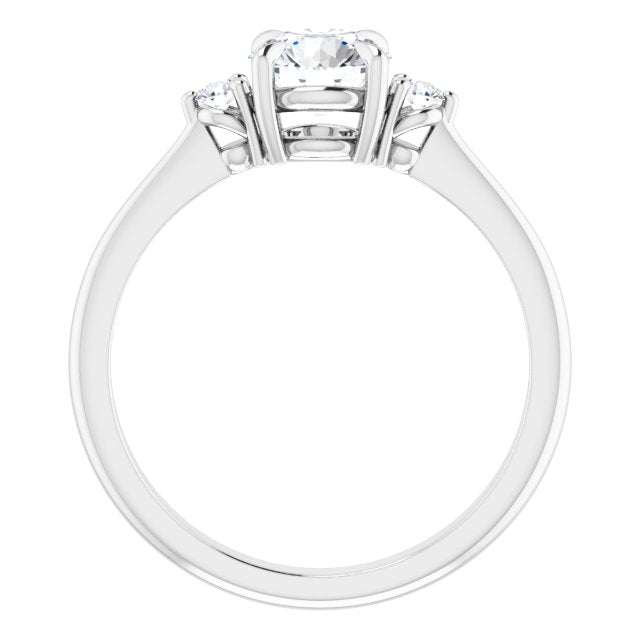 3/4 Carat Round Shape Moissanite Three Stone Engagement Ring