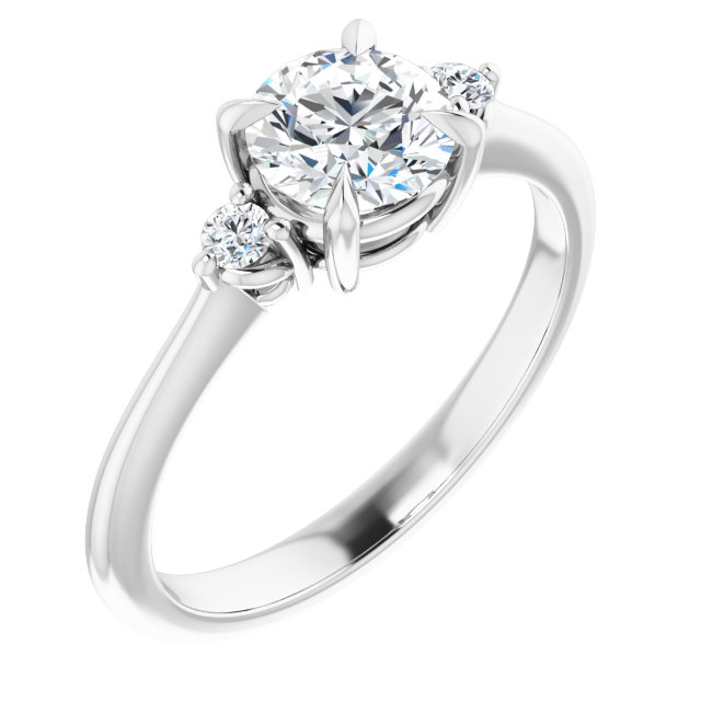 3/4 Carat Round Shape Moissanite Three Stone Engagement Ring