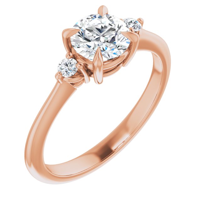 3/4 Carat Round Shape Moissanite Three Stone Engagement Ring