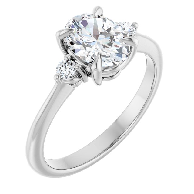 Continuum Silver Oval Brilliant Moissanite Three Stone Engagement Ring