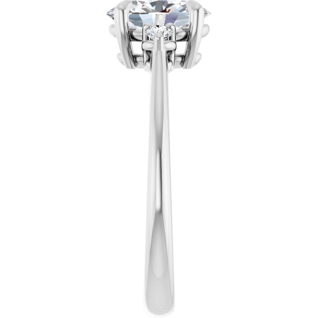Continuum Silver Oval Brilliant Moissanite Three Stone Engagement Ring