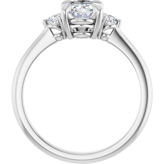 Continuum Silver Oval Brilliant Moissanite Three Stone Engagement Ring