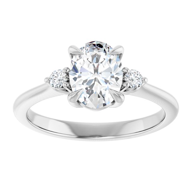 Continuum Silver Oval Brilliant Moissanite Three Stone Engagement Ring