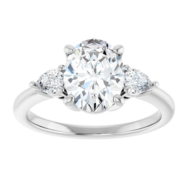 Continuum Silver Oval Brilliant Moissanite Trilogy Ring