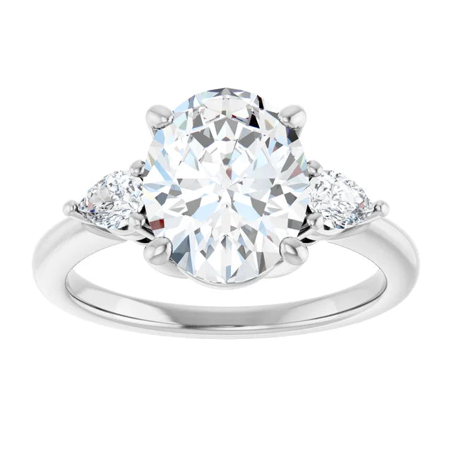 Continuum Silver Oval Brilliant Moissanite Trilogy Ring