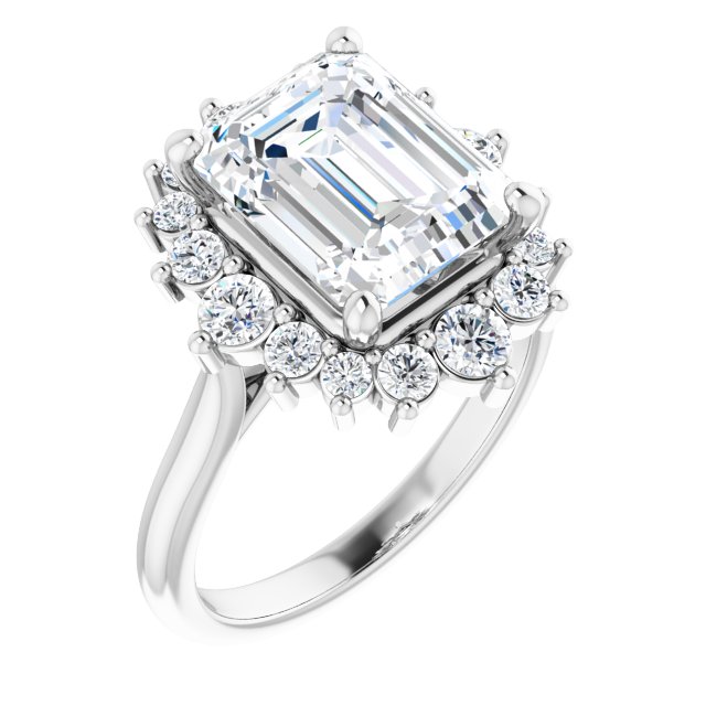 Four and a Half Carat Continuum Emerald Shape Moissanite Engagement Ring