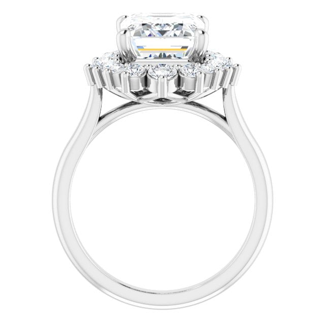 Four and a Half Carat Continuum Emerald Shape Moissanite Engagement Ring