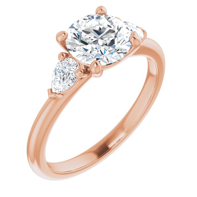 1.25 Carat Round Shape Moissanite Three Stone Engagement Ring