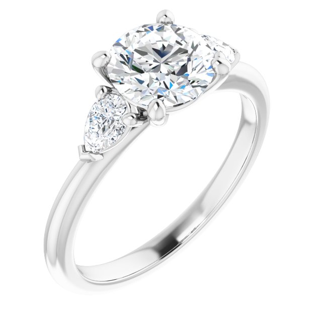 1.25 Carat Round Shape Moissanite Three Stone Engagement Ring