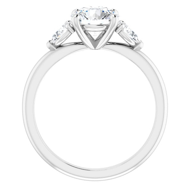 1.25 Carat Round Shape Moissanite Three Stone Engagement Ring