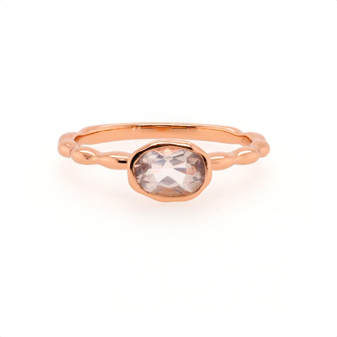 925 Sterling Silver Rose Gold Plated Rose Quartz Ring