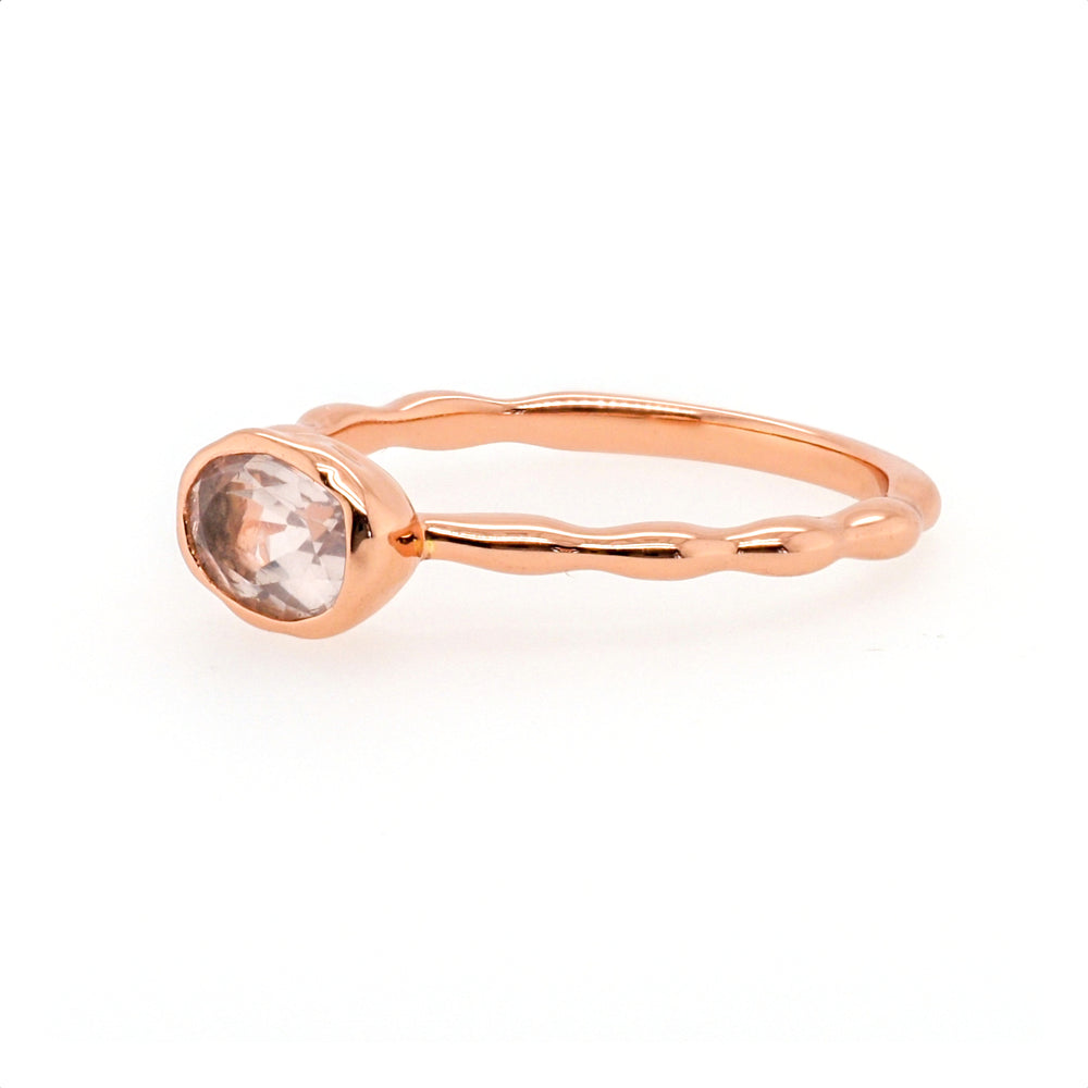 925 Sterling Silver Rose Gold Plated Rose Quartz Ring