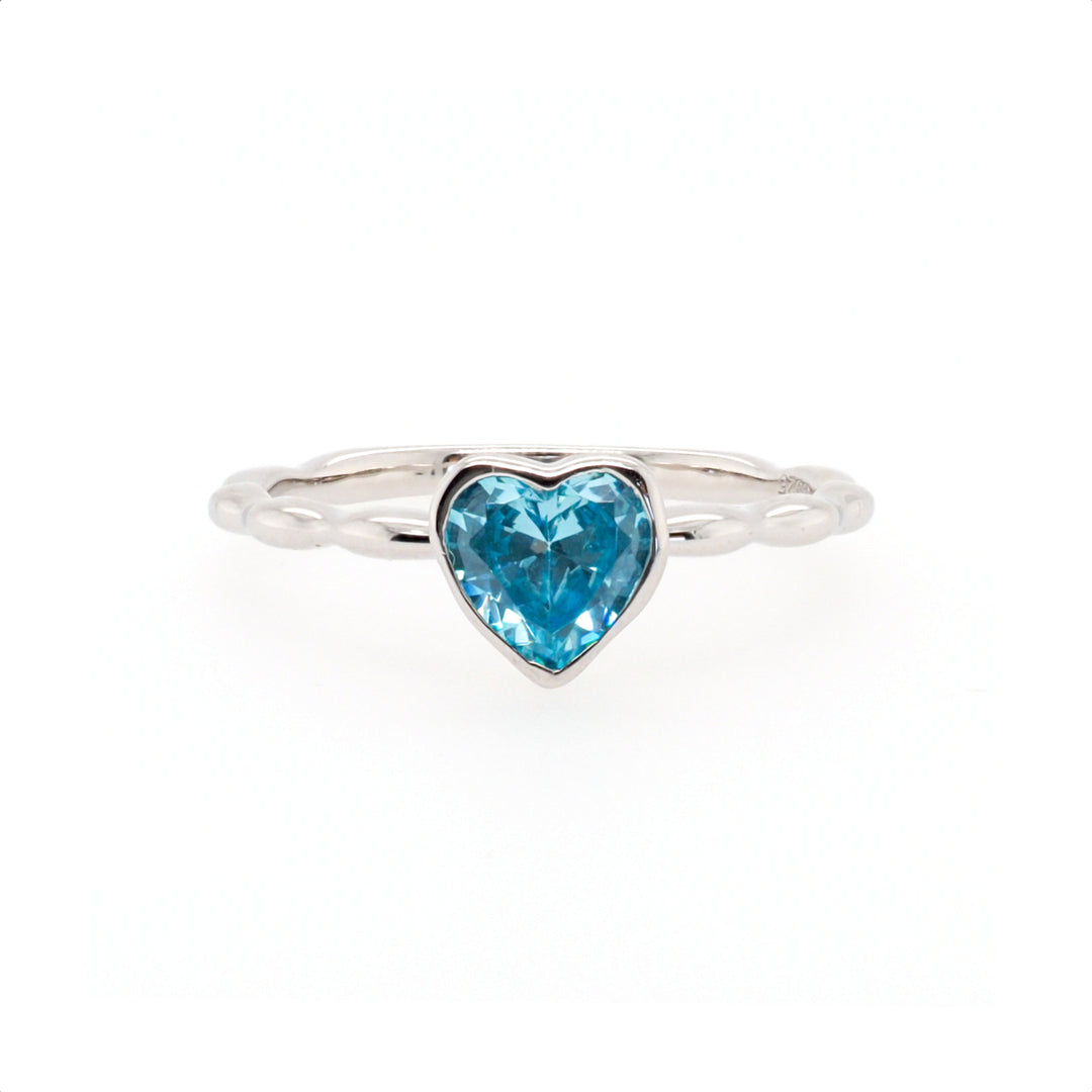 925 Sterling Silver Sky Blue Topaz Heart Shaped Ring