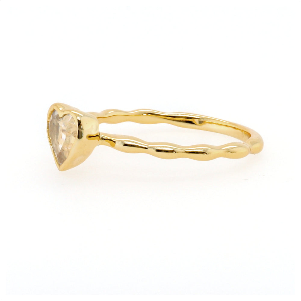 925 Sterling Silver Yellow Gold Plated Heart Shape Quartz Ring