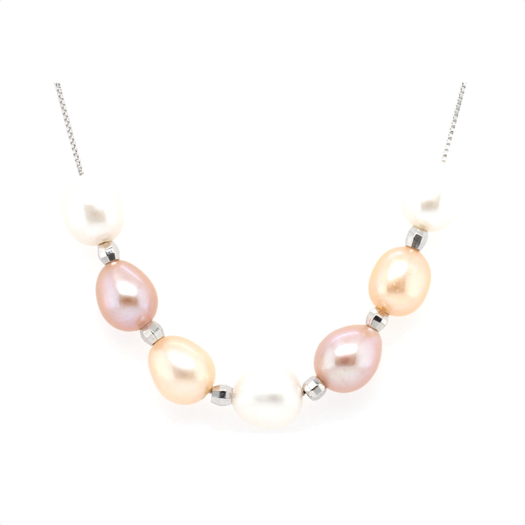 925 Sterling Silver Multi-Coloured Fresh Water Pearl Necklace