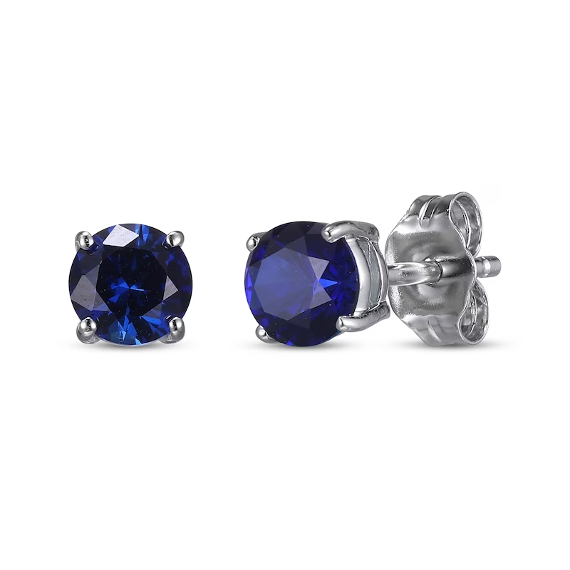 925 Sterling Silver Created Sapphire Studs