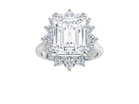 Four and a Half Carat Continuum Emerald Shape Moissanite Engagement Ring