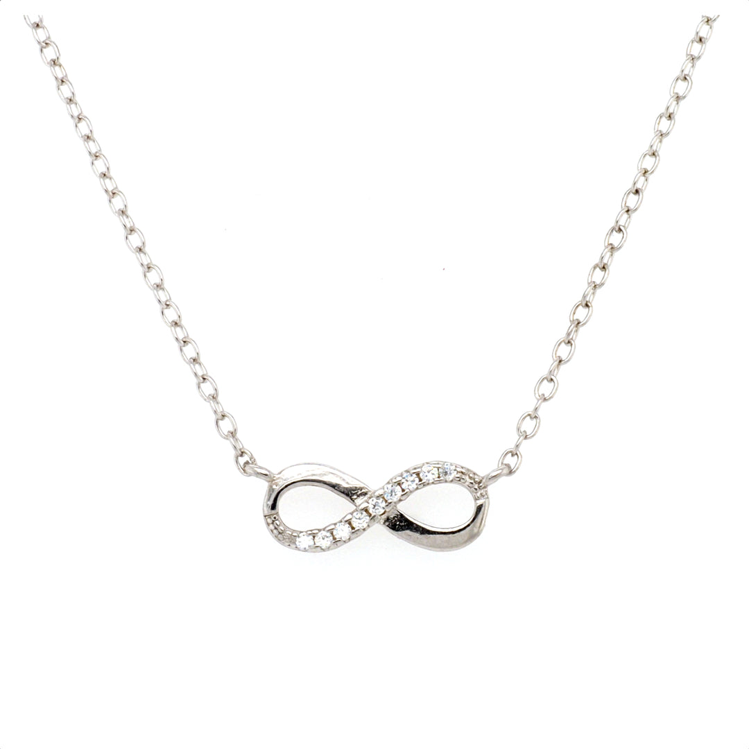 925 Sterling Silver CZ Infinity Necklace