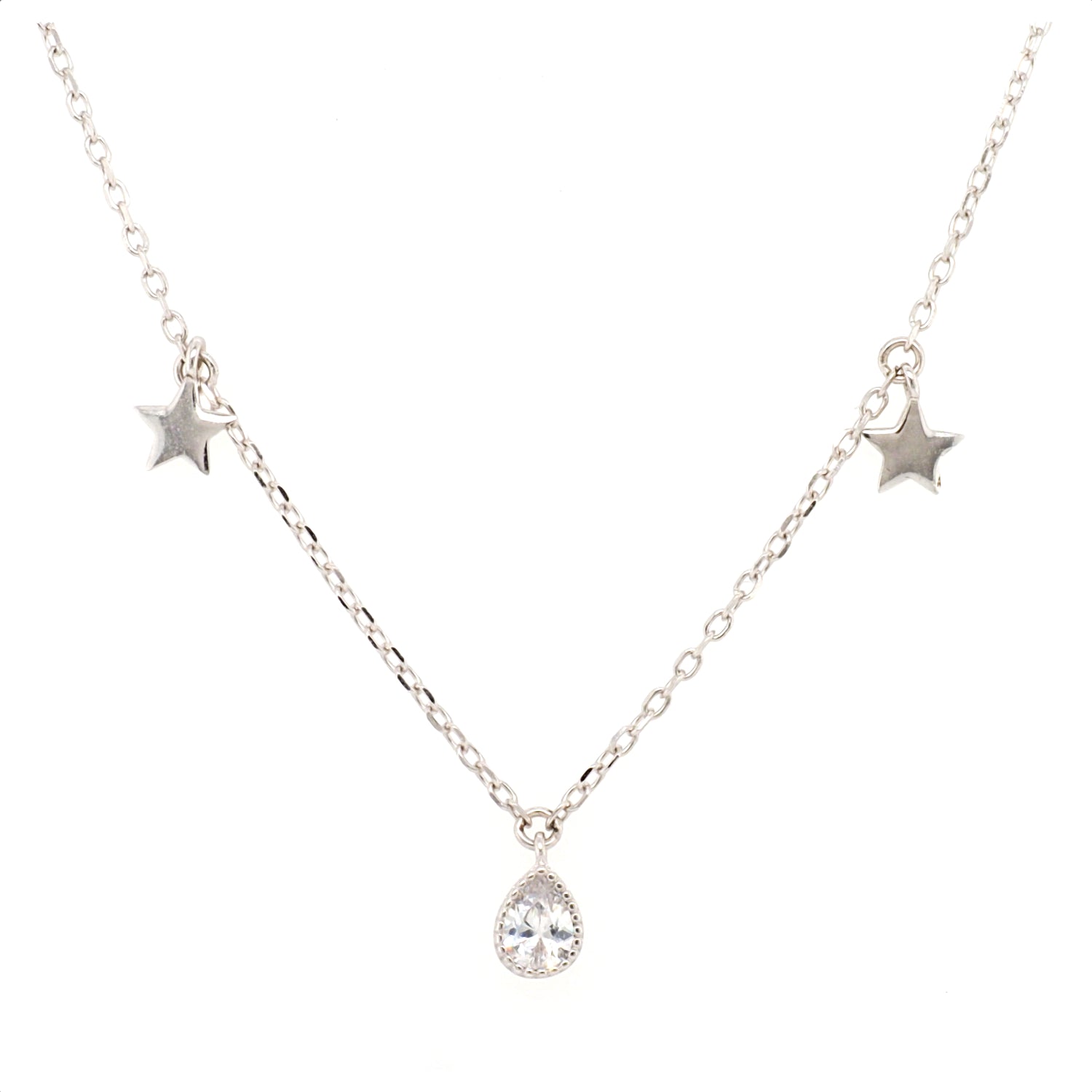 925 Sterling Silver CZ and Star Necklace – nzjewellers