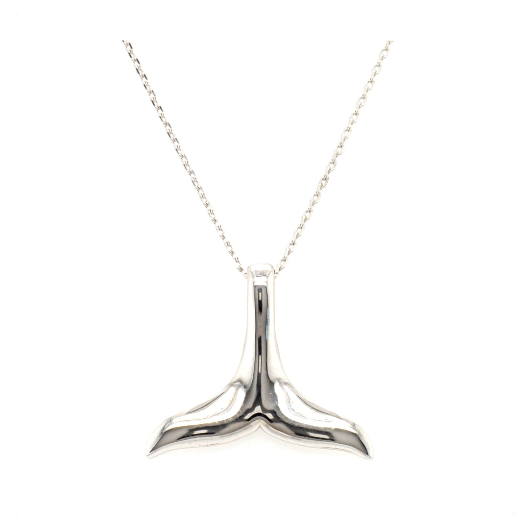 925 Sterling Silver Medium Whale Tail Pendant