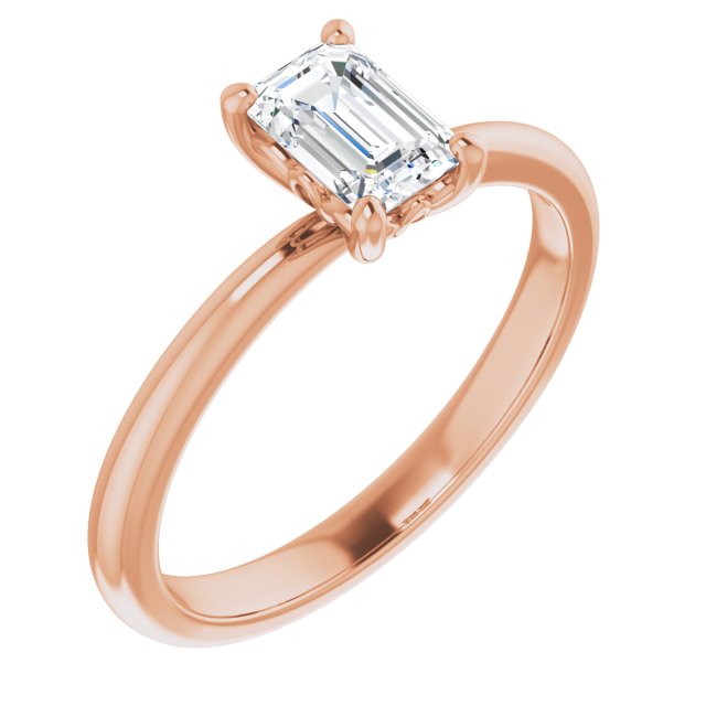 0.50ct Emerald Moissanite Solitaire Engagement Ring Rose Gold 1