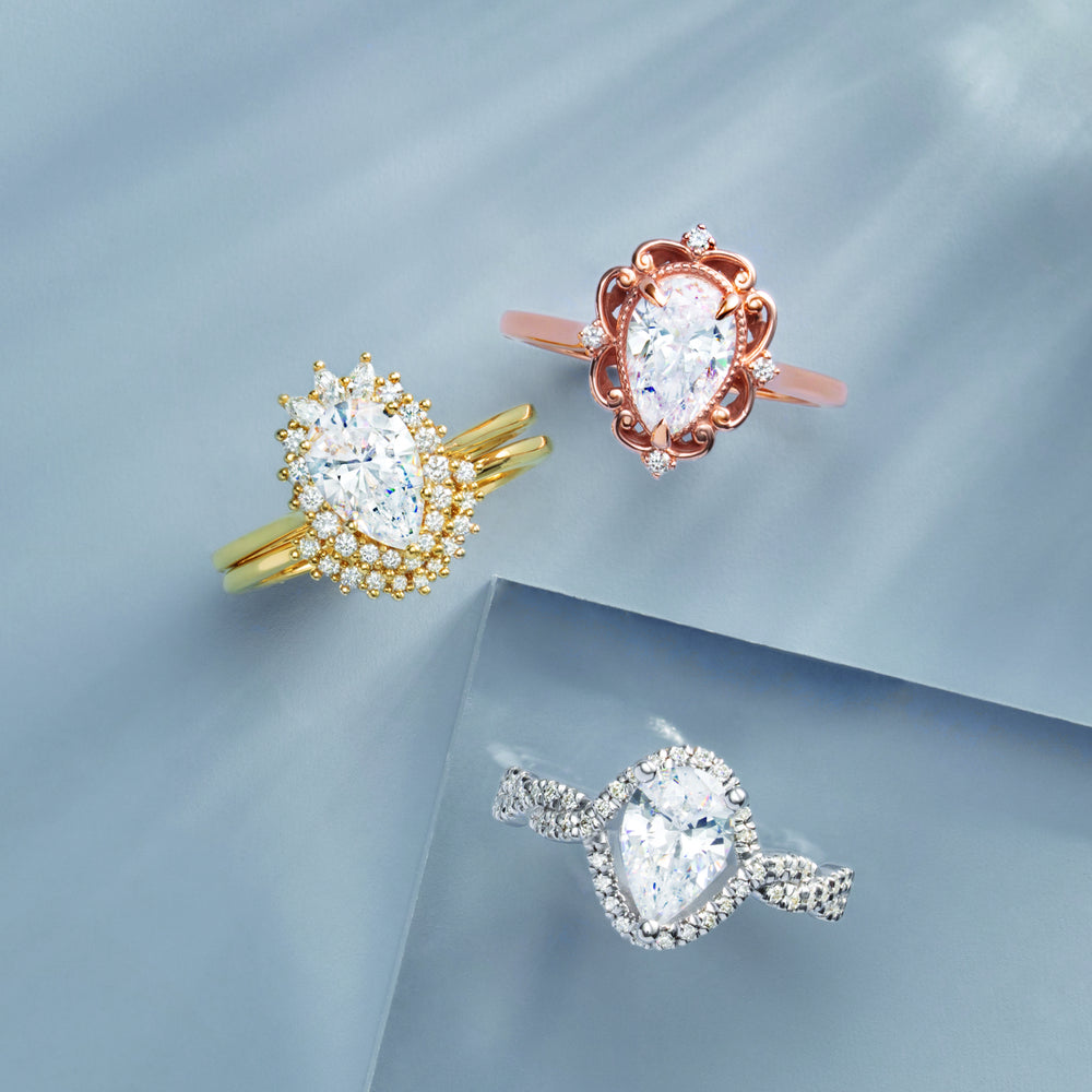 1.00ct Pear Lab Grown Diamond Vintage Style Engagement Ring