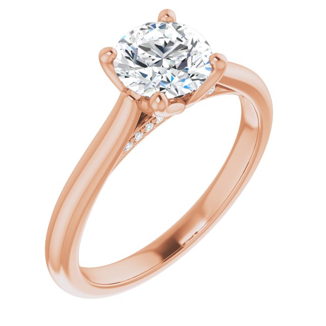 1.00ct Round Shape Lab Grown Diamond Accented Solitaire Engagement Ring Rose Gold 1
