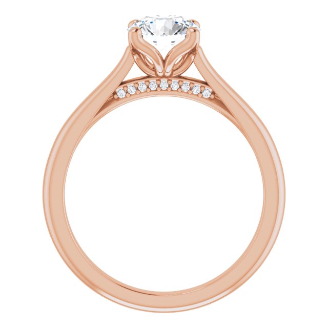 1.00ct Round Shape Lab Grown Diamond Accented Solitaire Engagement Ring Rose Gold 2
