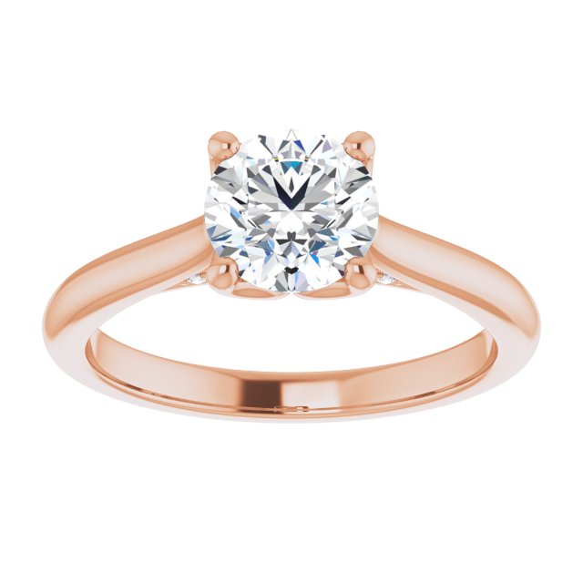 1.00ct Round Shape Lab Grown Diamond Accented Solitaire Engagement Ring Rose Gold 3