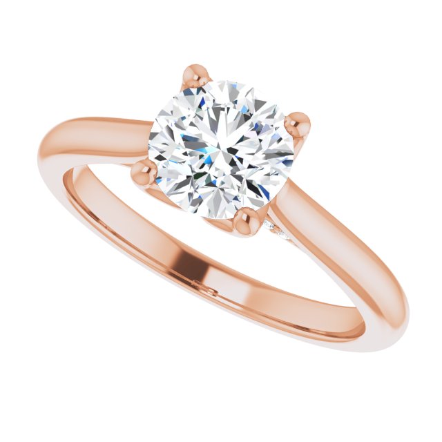 1.00ct Round Shape Lab Grown Diamond Accented Solitaire Engagement Ring Rose Gold 5