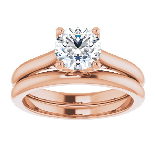 1.00ct Round Shape Lab Grown Diamond Accented Solitaire Engagement Ring Rose Gold 6