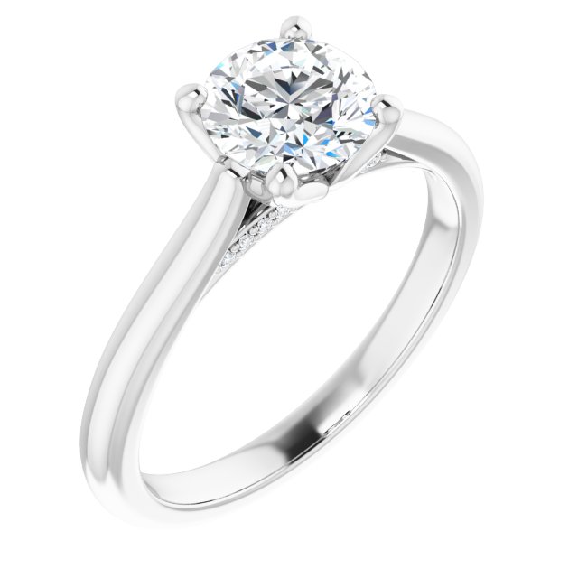 1.00ct Round Shape Lab Grown Diamond Accented Solitaire Engagement Ring White Gold 1