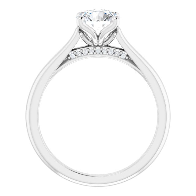 1.00ct Round Shape Lab Grown Diamond Accented Solitaire Engagement Ring White Gold 2
