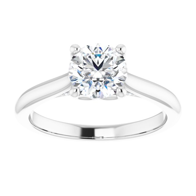 1.00ct Round Shape Lab Grown Diamond Accented Solitaire Engagement Ring White Gold 3