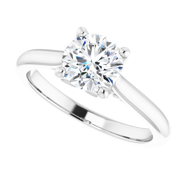 1.00ct Round Shape Lab Grown Diamond Accented Solitaire Engagement Ring White Gold 5