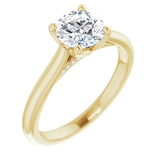 1.00ct Round Shape Lab Grown Diamond Accented Solitaire Engagement Ring Yellow Gold 1