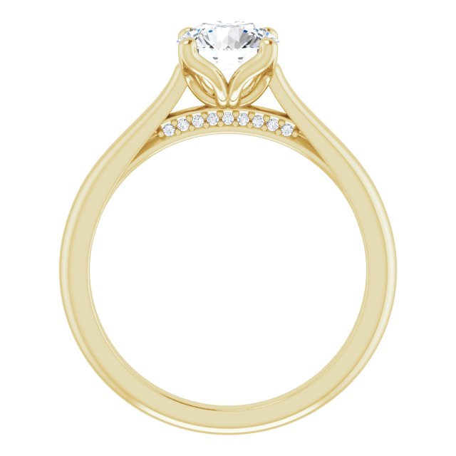 1.00ct Round Shape Lab Grown Diamond Accented Solitaire Engagement Ring Yellow Gold 2