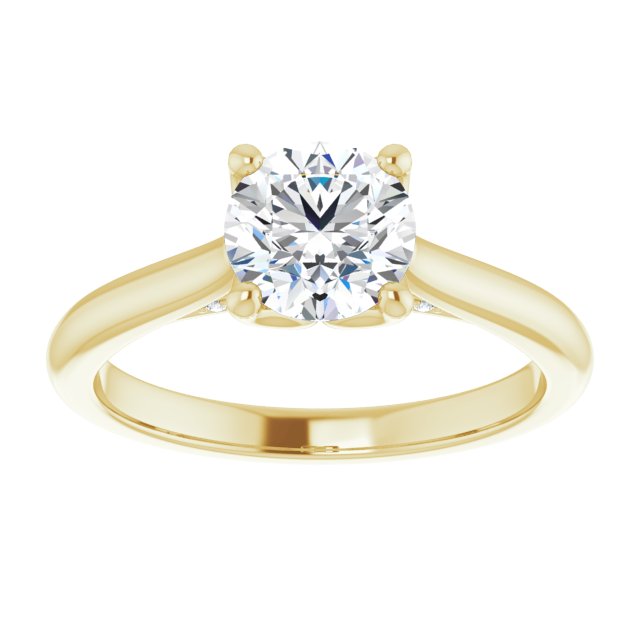 1.00ct Round Shape Lab Grown Diamond Accented Solitaire Engagement Ring Yellow Gold 3