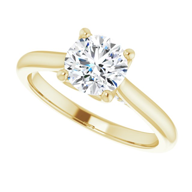 1.00ct Round Shape Lab Grown Diamond Accented Solitaire Engagement Ring Yellow Gold 5