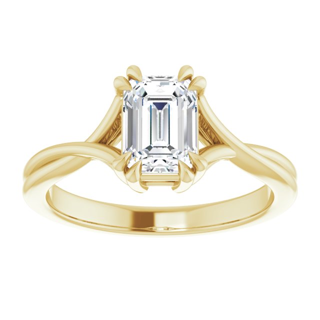 One Carat Emerald Shape Moissanite Solitaire Engagement Ring