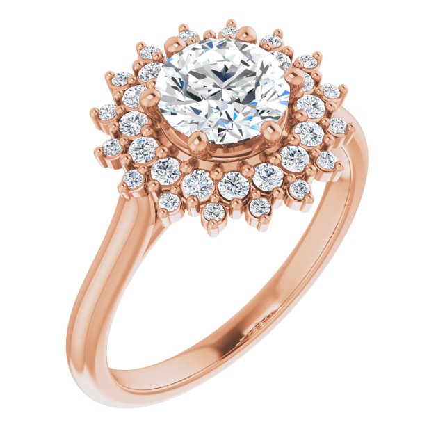 One Carat Moissanite & LG Diamond Double Halo RingOne Carat Moissanite & LG Diamond Double Halo Ring