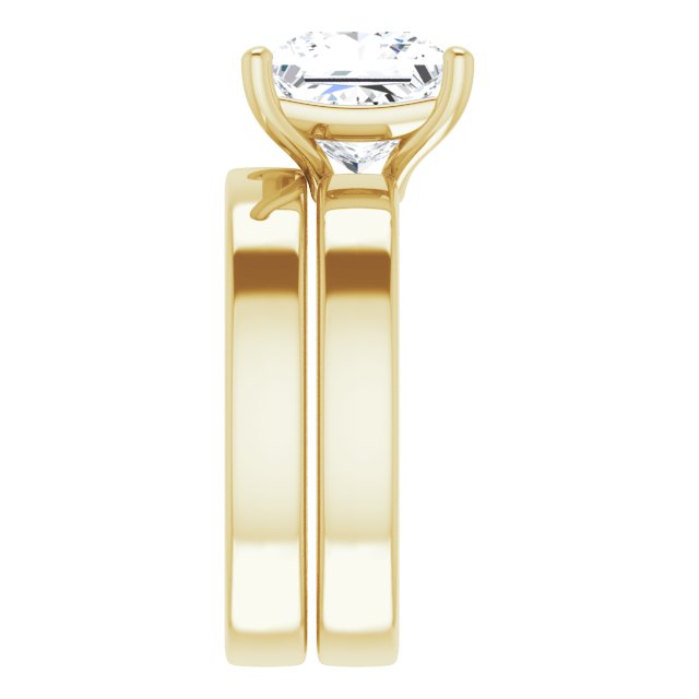 Three Carat Princess Cut Moissanite Solitaire Ring with sleek and modern solid band