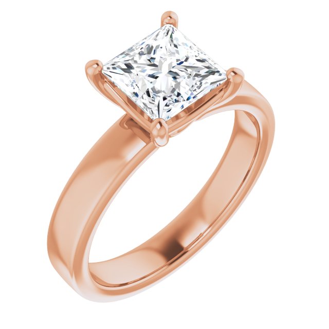 1.50ct Princess Cut Moissanite Solitaire Ring with sleek and modern solid band