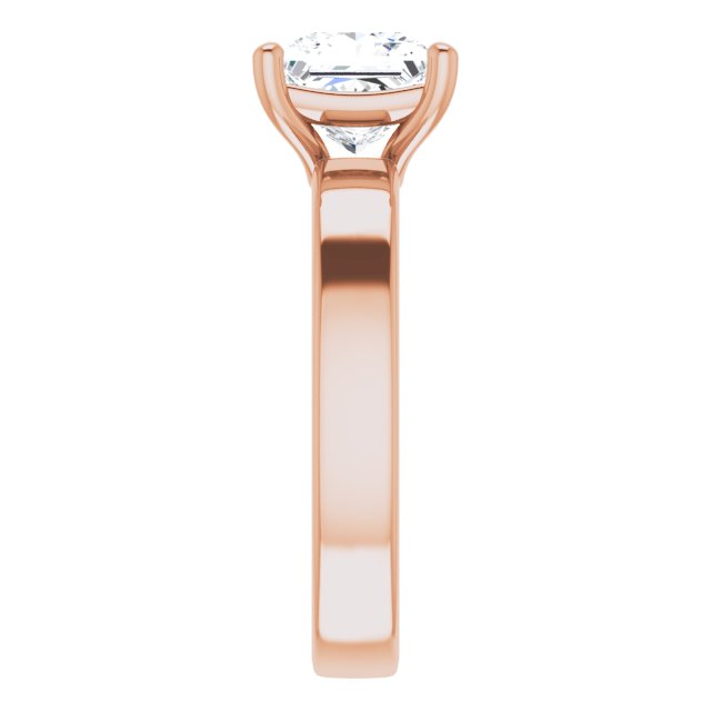 1.50ct Princess Cut Moissanite Solitaire Ring with sleek and modern solid band