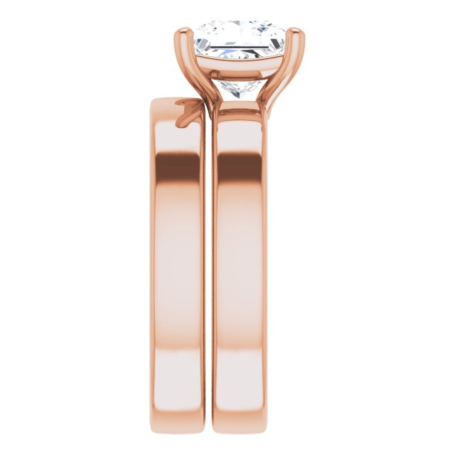 1.50ct Princess Cut Moissanite Solitaire Ring with sleek and modern solid band