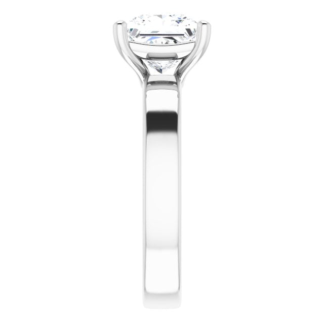 Two Carat Princess Cut Moissanite Solitaire Ring with sleek and modern solid band