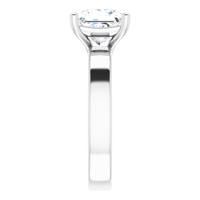 Two Carat Princess Cut Moissanite Solitaire Ring with sleek and modern solid band