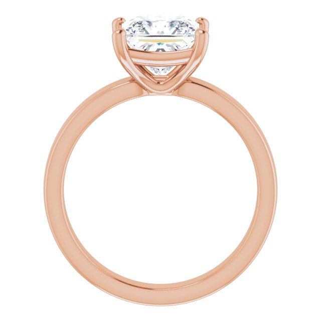 Two Carat Princess Cut Moissanite Solitaire Ring with sleek and modern solid band