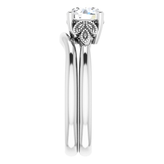 1.00ct Round Shape Moissanite Nature-Inspired Solitaire Engagement Ring