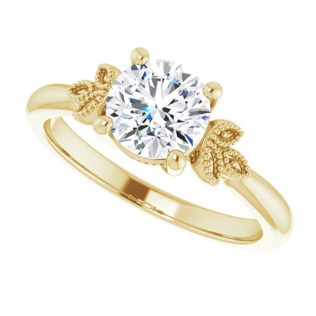 1.00ct Round Shape Moissanite Nature-Inspired Solitaire Engagement Ring
